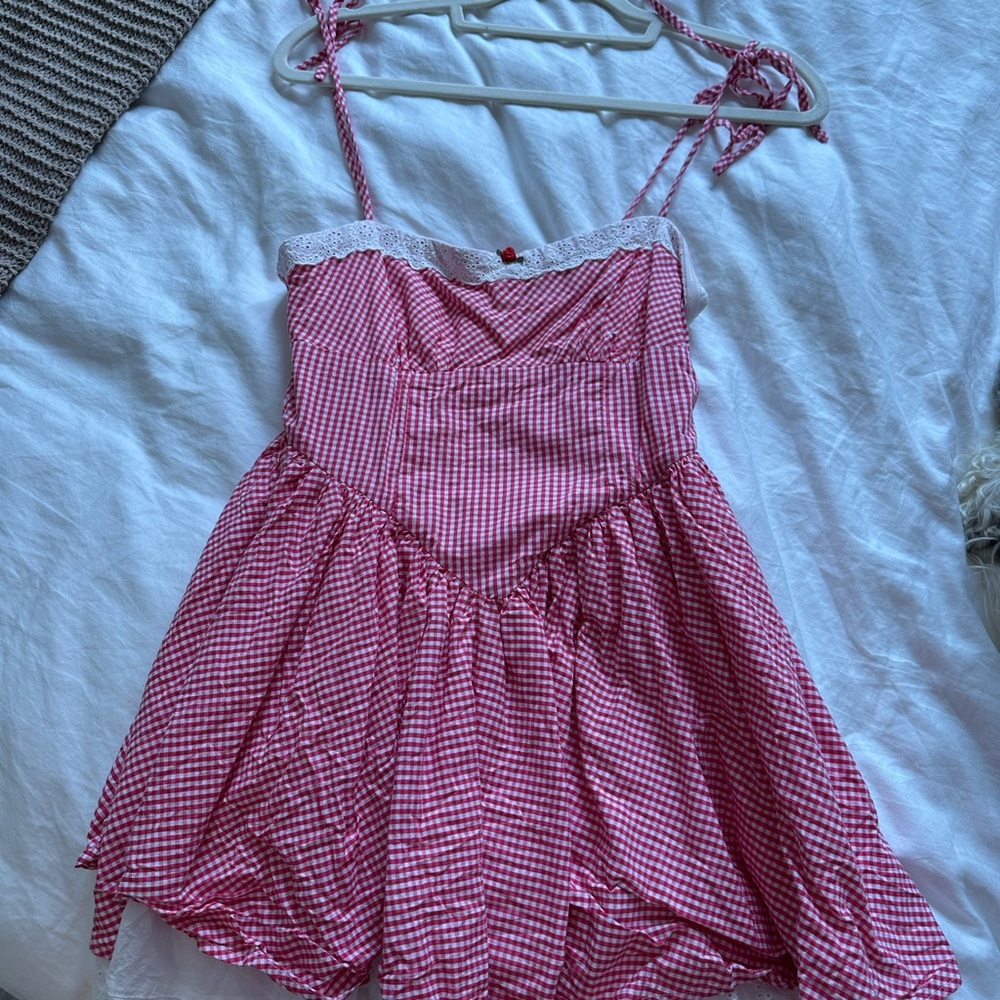 Chic Red Gingham Mini Dress